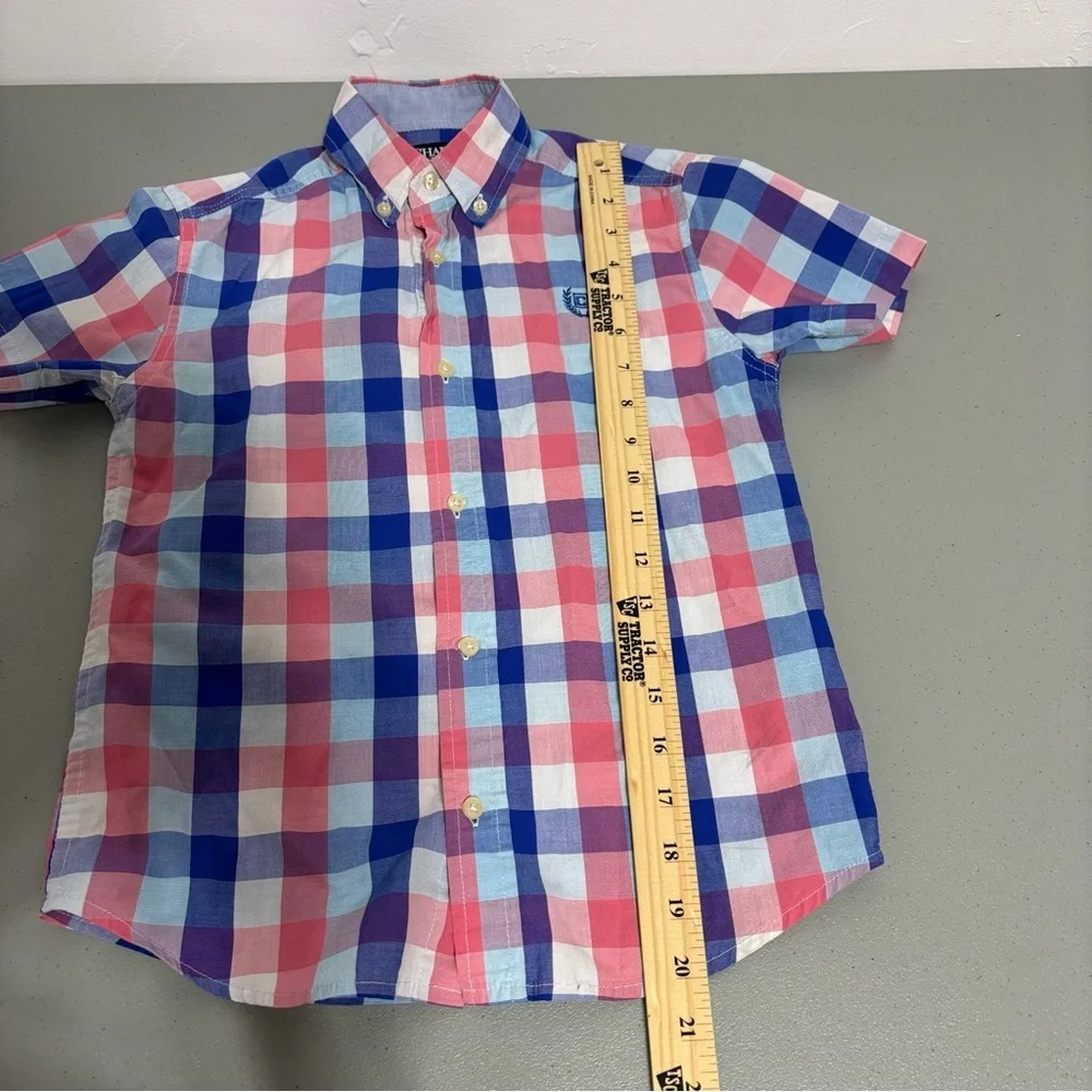 Chaps Ralph Lauren Boys Lot of 2 Size 8 Plaid Button Front Short Sleeve Shirt